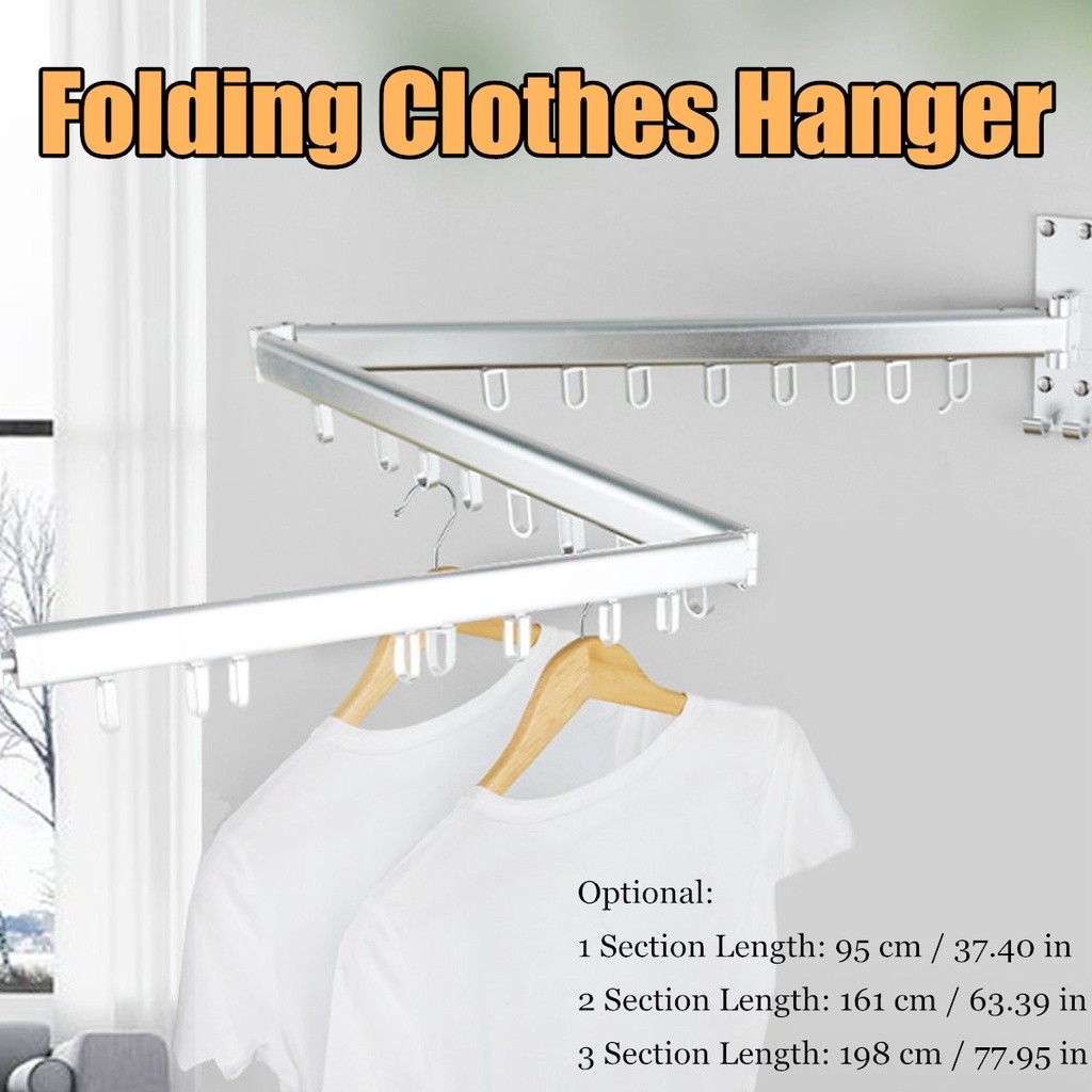 Wall Mounted 3 Section Folding Clothes Hanger Saving Laundry | 蝦皮購物