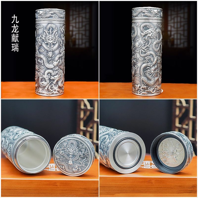 銀杯999足銀內外純銀保溫杯銀離子保健杯云南雪花銀水杯禮品刻字（廠商