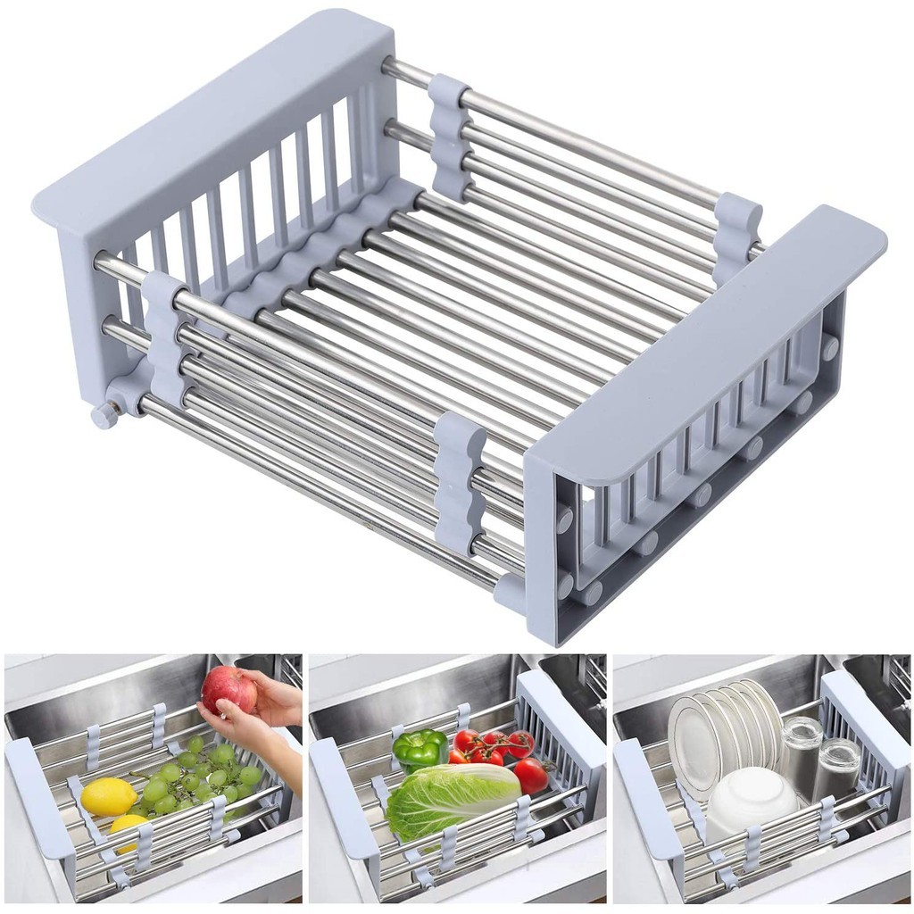 Expandable Dish Drying Rack Over Sink Stainless Steel Adjust | 蝦皮購物