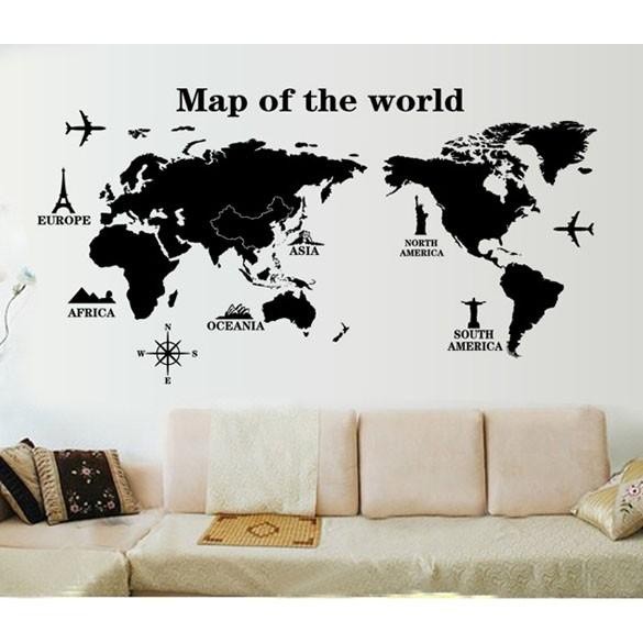 Map of the World Removable PVC Decal Wall Sticker Home Decor | 蝦皮購物