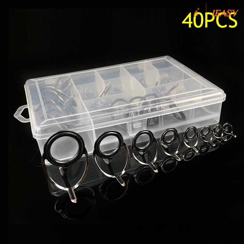 40Pcs Stainless Steel Eye Rings Fishing Rod Guide Tips Repai | 蝦皮購物