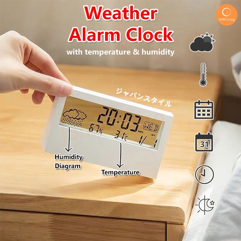 4 in 1 Humidity Timer Weather Transparent Digital Alarm Cloc | 蝦皮購物