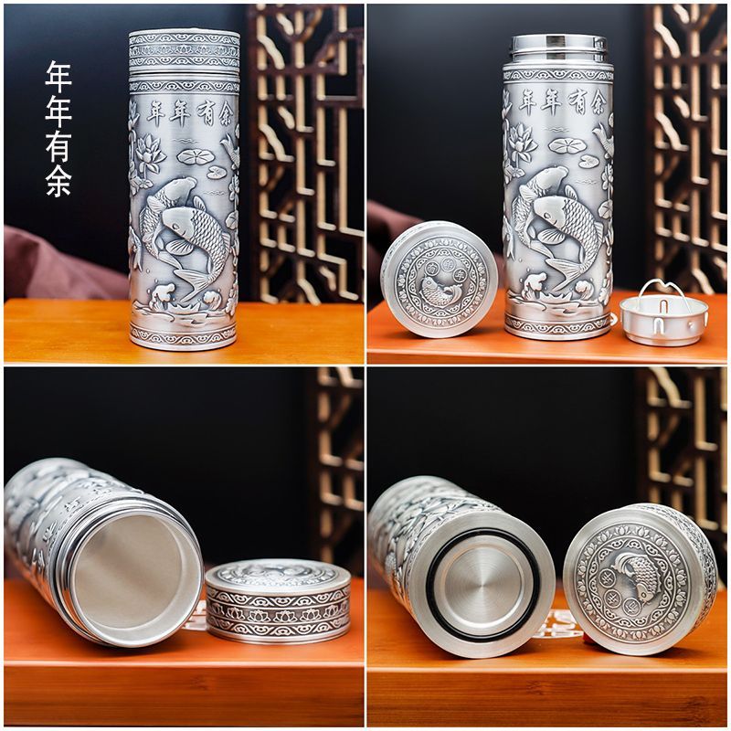 銀杯999足銀內外純銀保溫杯銀離子保健杯云南雪花銀水杯禮品刻字（廠商