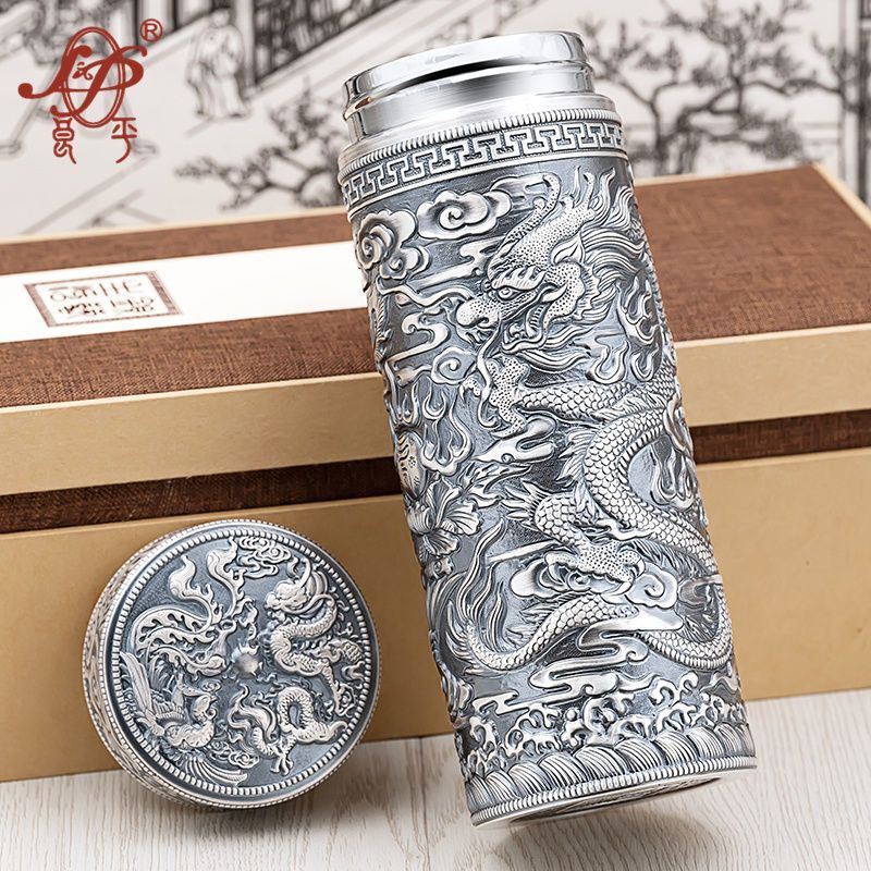 銀杯999足銀內外純銀保溫杯銀離子保健杯云南雪花銀水杯禮品刻字（廠商