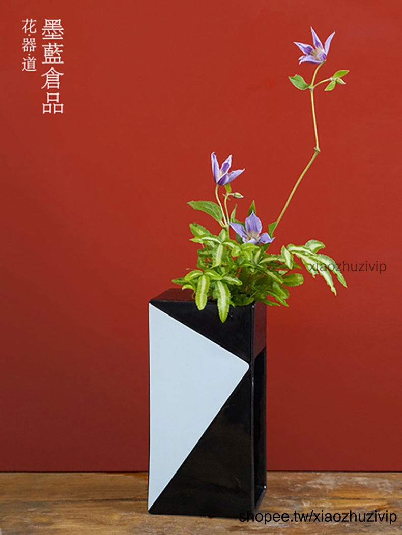 ▻免運◅日式黑白幾何池坊花器多面花器自由花生花立花多面插花器皿花道