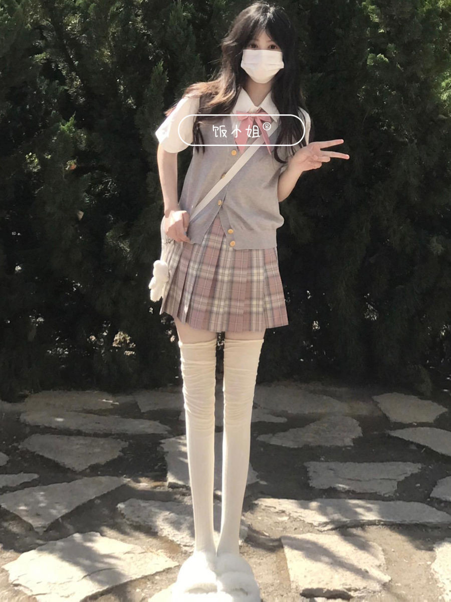 『可樂』日系學院風JK制服套裝女 學生紀州馬甲背心+基礎款襯衣+百褶裙三件套 學生制服 襯衫 粉色套裝 短裙 學院風套裝 | 蝦皮購物
