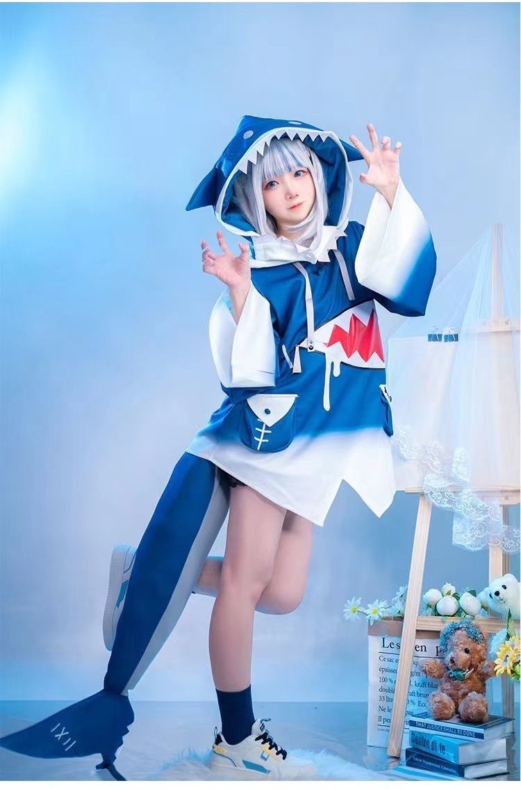 [桃囍雜貨社]可愛古拉cos服 HololiveEN GwarGura噶嗚古拉鯊魚服 cosplay服裝女 角色扮演 | 蝦皮購物