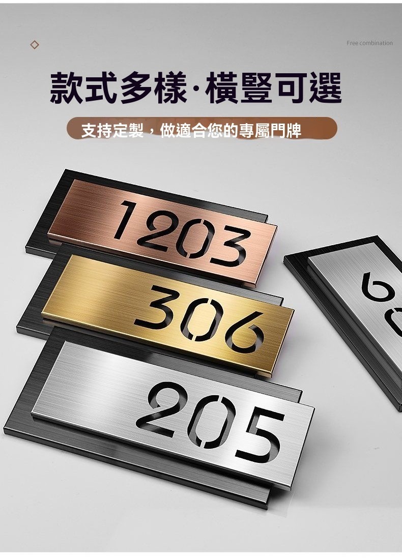 【免費客製化】不銹鋼門牌 門牌製作 門牌訂製 地址門牌 傢用定製入戶門牌 高檔酒店公寓數字房間門號 辦公室自粘門牌 | 蝦皮購物