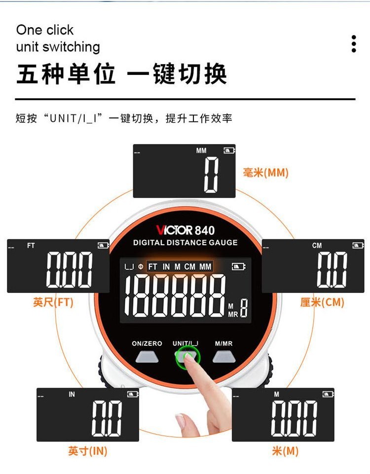 電子測距儀│紅外線測距儀│測距儀│雷射尺│數顯滾輪尺VC840 手持式測距儀電子尺高精度曲麵尺圓柱測量儀 | 蝦皮購物
