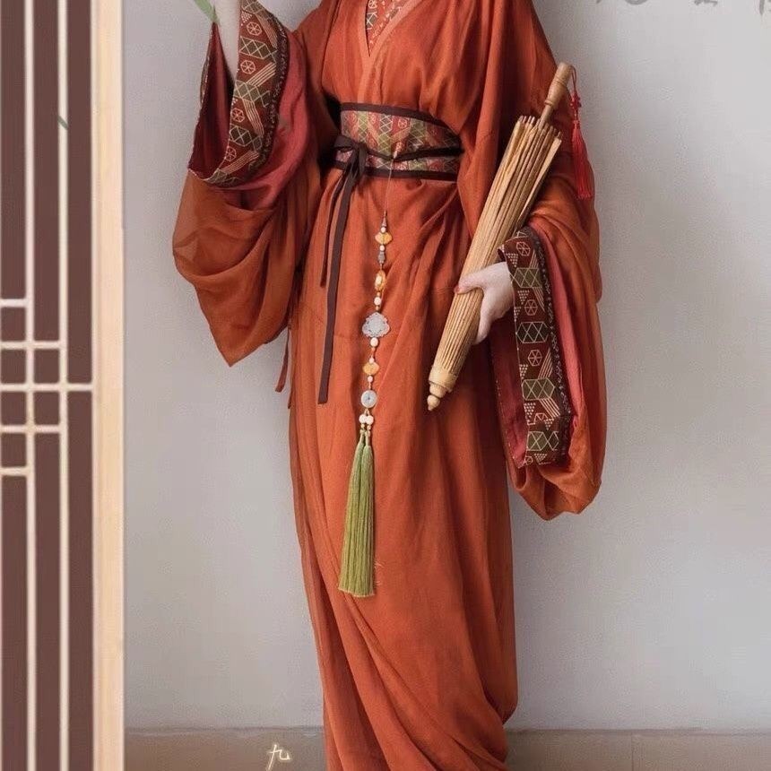 中式服裝 國風衣服 2024漢服戰國袍傳統交領馬山楚墓複原風拖尾直裾古裝大放量 | 蝦皮購物