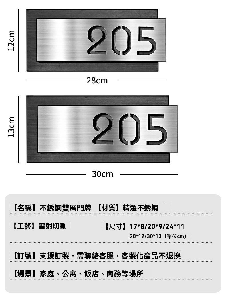 【免費客製化】不銹鋼門牌 門牌製作 門牌訂製 地址門牌 傢用定製入戶門牌 高檔酒店公寓數字房間門號 辦公室自粘門牌 | 蝦皮購物
