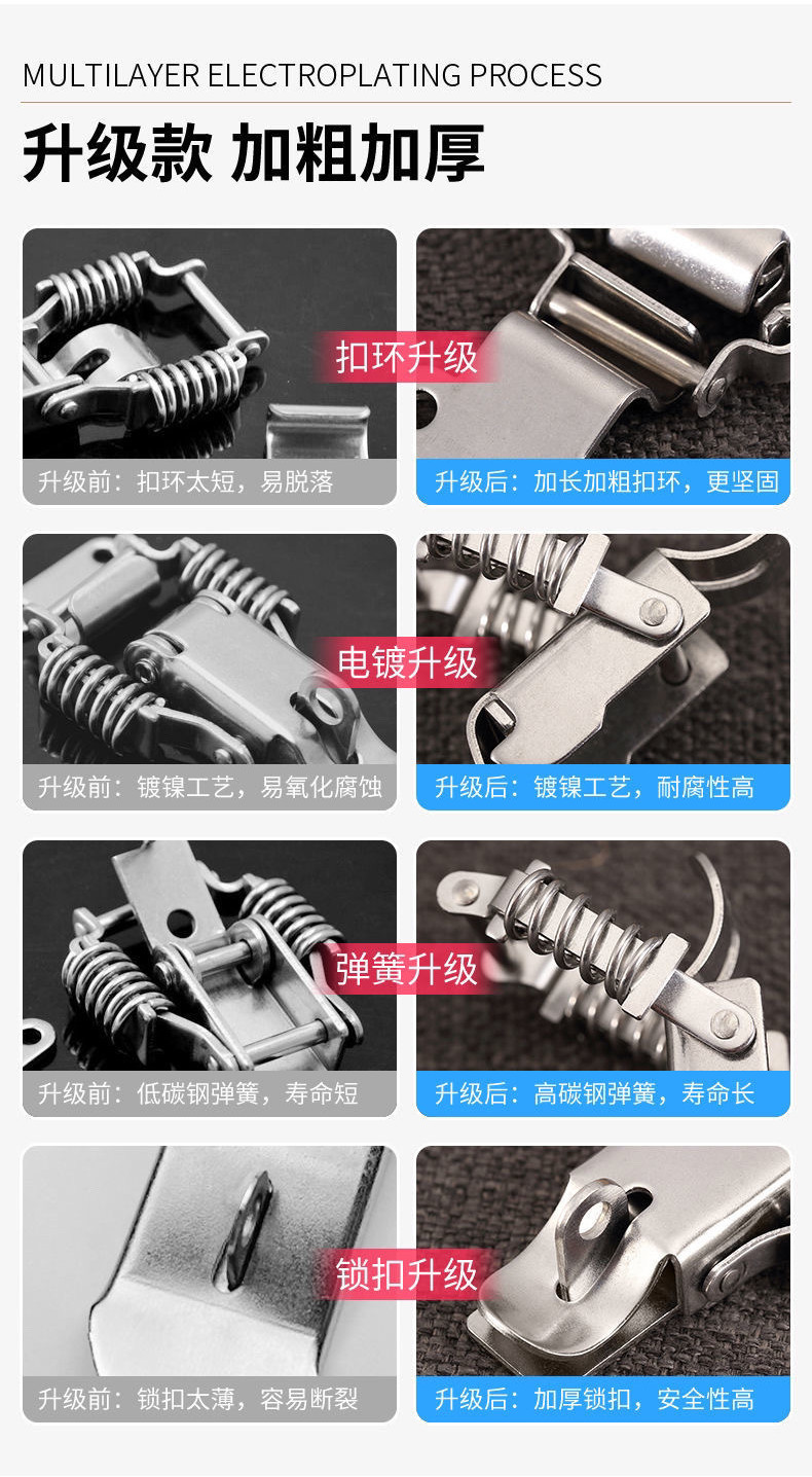 304不銹鋼雙彈簧帶鎖搭扣 木箱掛鎖扣 箱扣 機箱搭扣 箱包配件 AKDU | 蝦皮購物