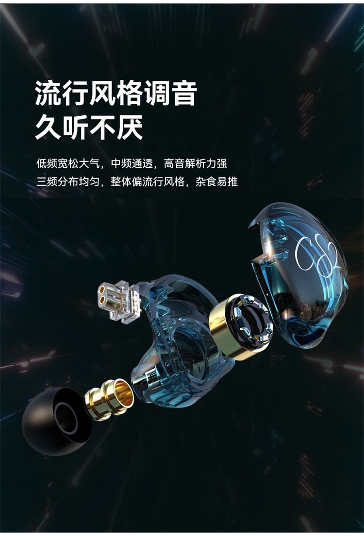 TRN CS2 動圈耳機 重低音有綫耳機 入耳式線耳機 HIFI有線監聽耳機 有綫耳塞 k歌直播Type-C耳機 | 蝦皮購物