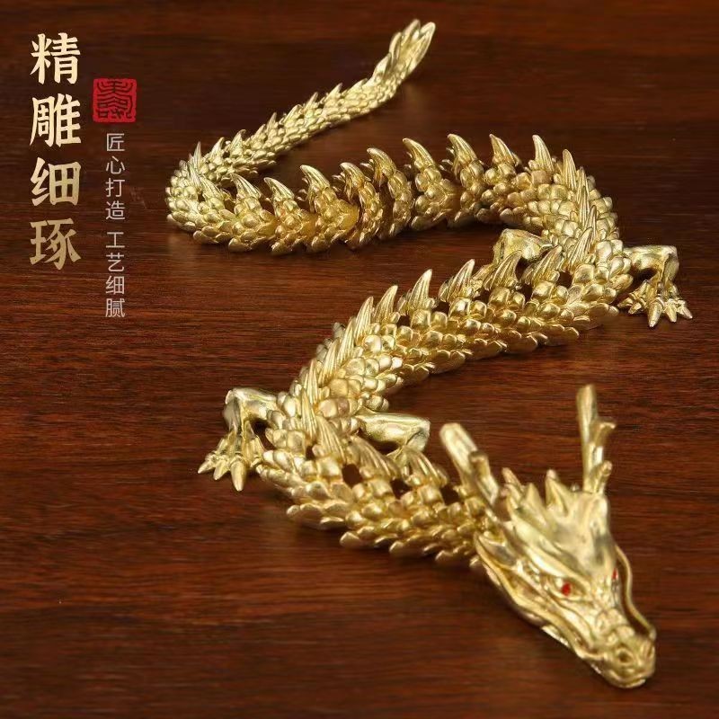 ✨可開發票/免運✨黃銅鑄造3D關節可活動龍傢居桌麵裝飾五爪金龍
