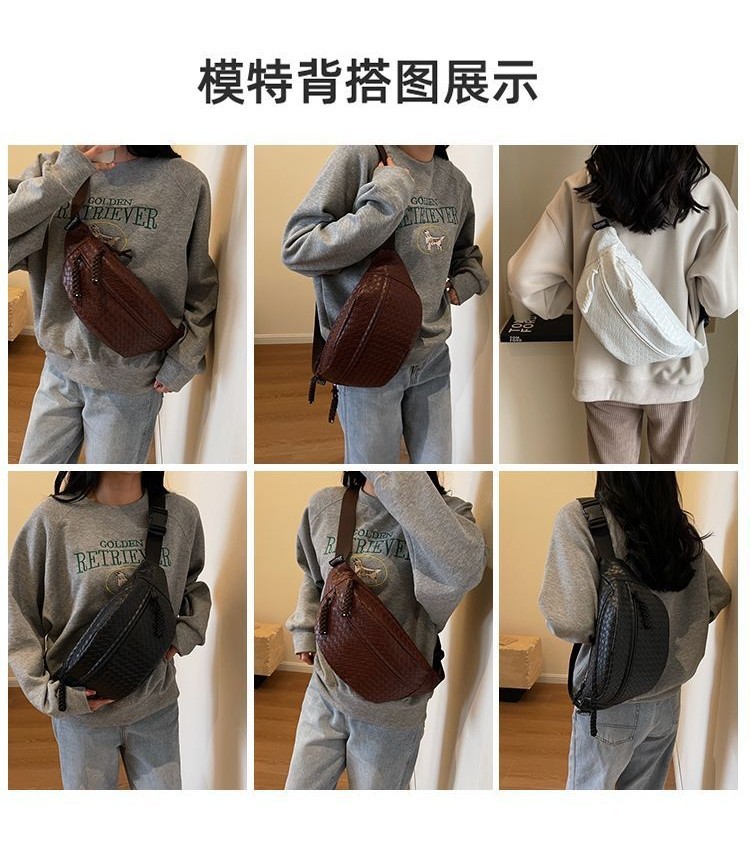 胸包/斜挎包-【新品】斜挎包防水耐磨軟皮質感單肩男女衕款百搭潮酷編織胸包女 | 蝦皮購物