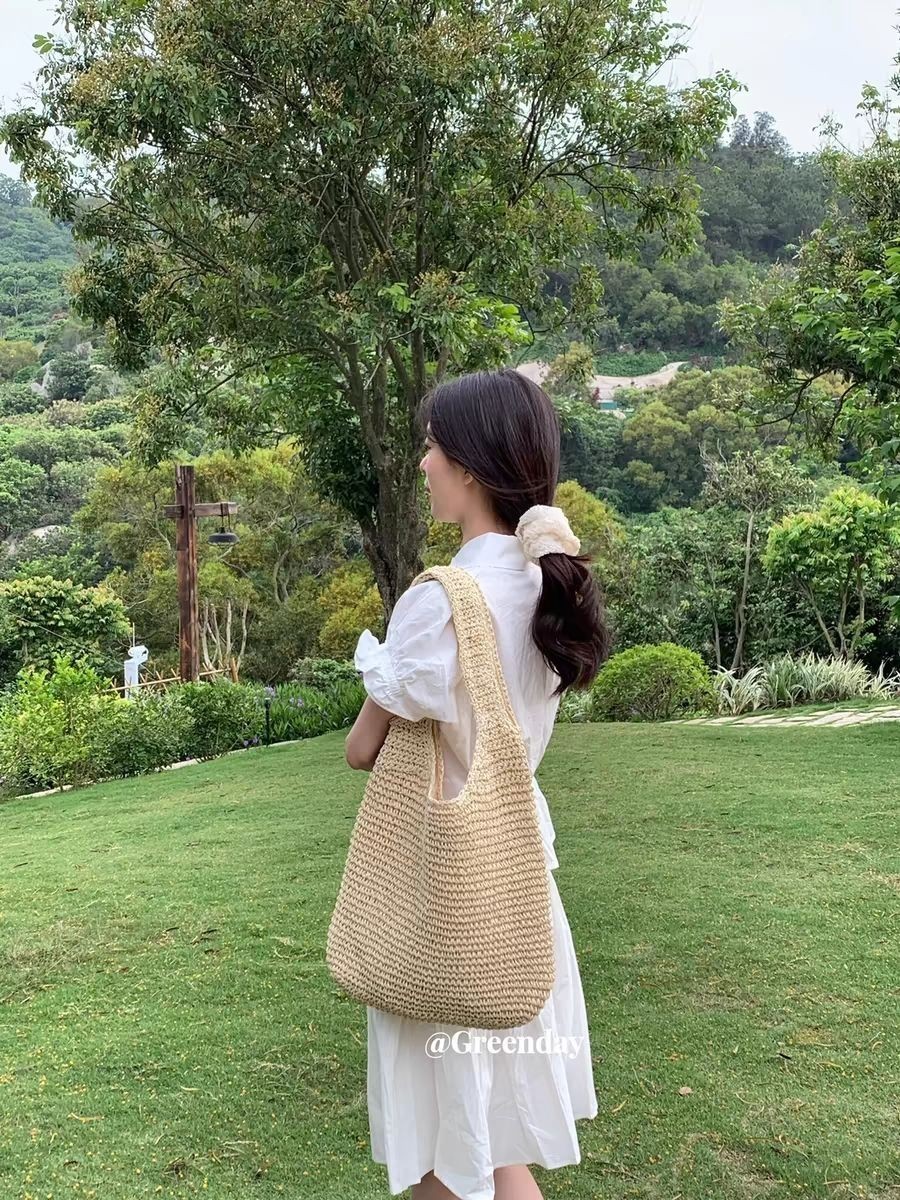 台灣出貨 編織包 編織手提包 休閒斜背包 肩背包包 草編包女2024新款夏季百搭休閒單肩包森係手工編織包大容量沙灘包 蝦皮購物 