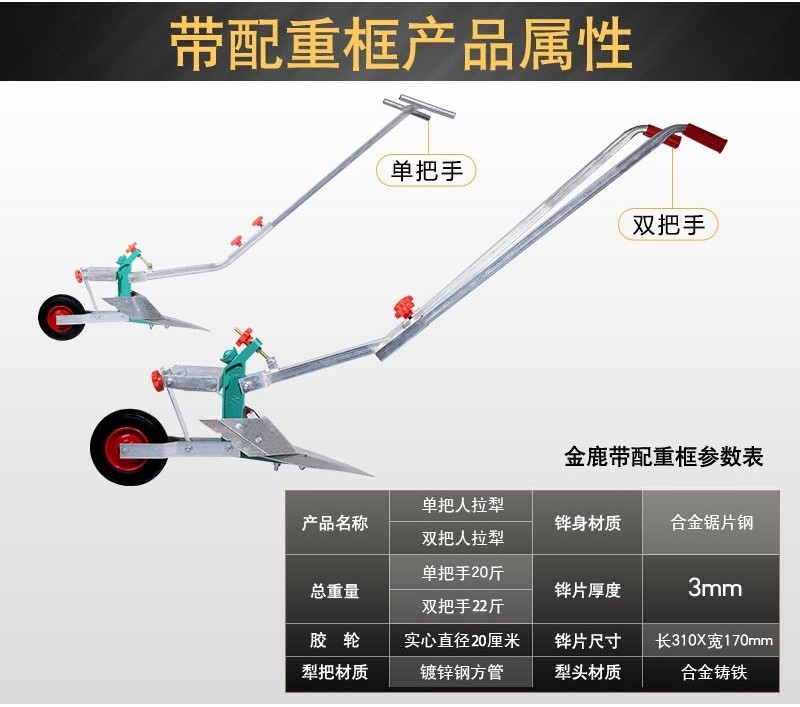 🌈台灣公司＋發票🌈手拉犁 手扶犁單人犁地開溝犁起壟器小型耕地機農用神器人工鬆土機 | 蝦皮購物