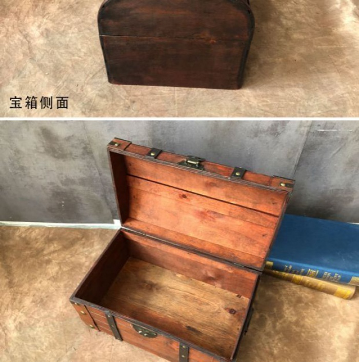 🔥熱賣/可開發票/含稅/免運🔥仿古寶箱帶鎖複古木箱子藏寶海盜箱做舊創意收納箱裝飾老式陳列箱 | 蝦皮購物