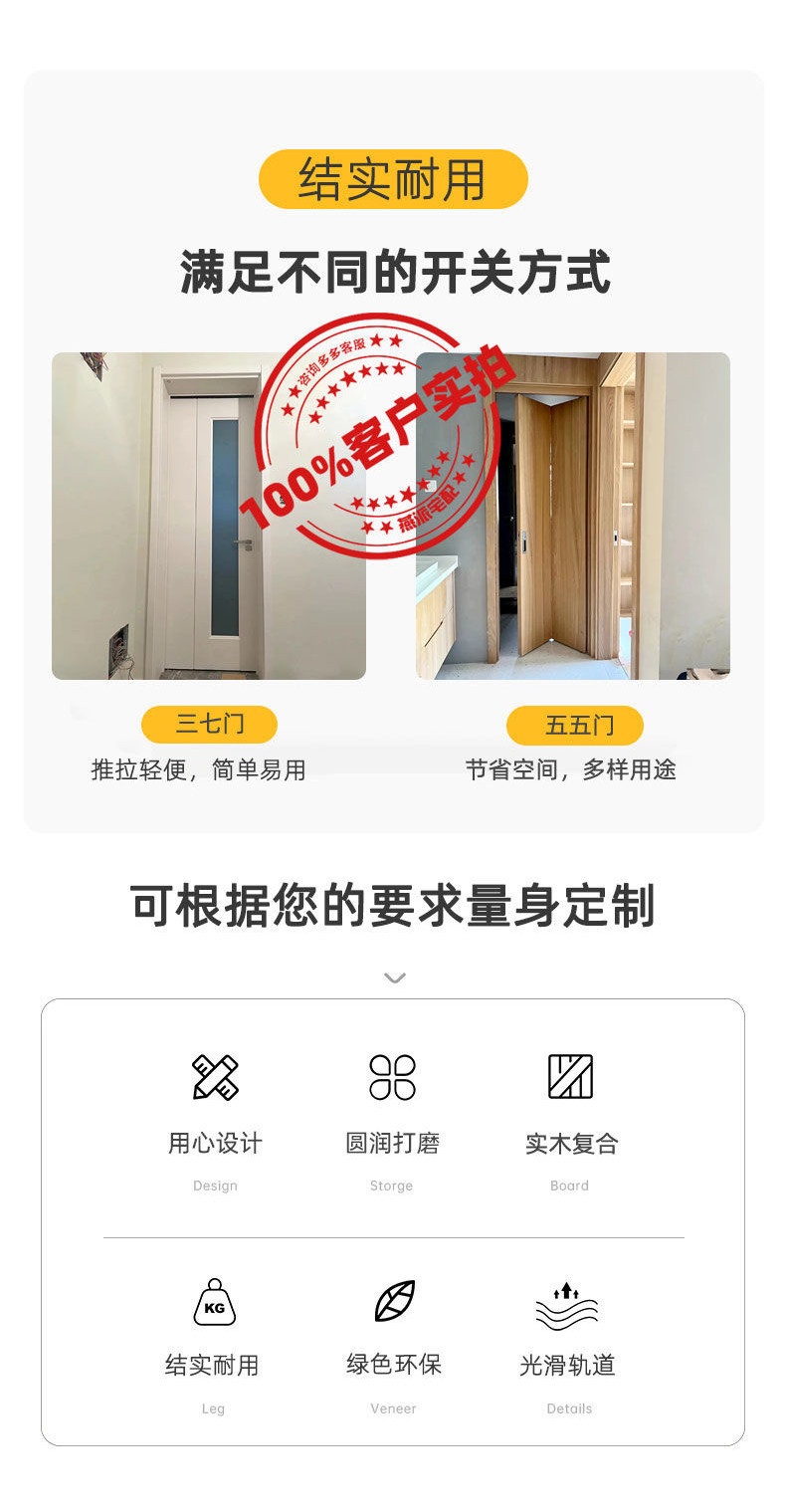 可到府測量安裝🔨【工廠直銷】 折疊門衛生間小戶型實木複閤門洗手間37門厠所無下軌推拉三七門 | 蝦皮購物