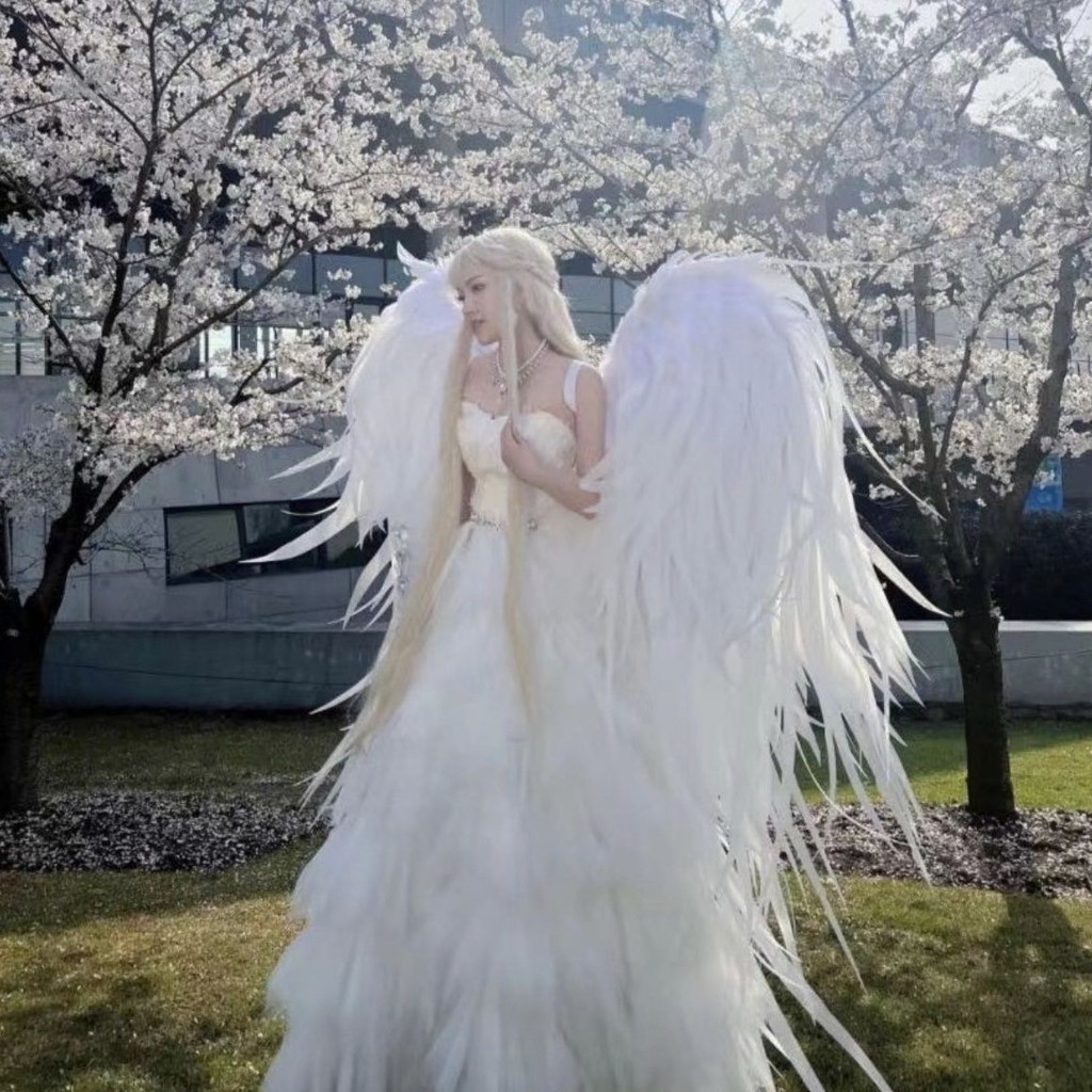 可開發票白色羽毛天使拖尾網美翅膀在逃公主萬聖節翅膀噁魔天使翅膀 翅膀道具 羽毛翅膀 天使翅膀 大翅膀 拍攝道具 | 蝦皮購物