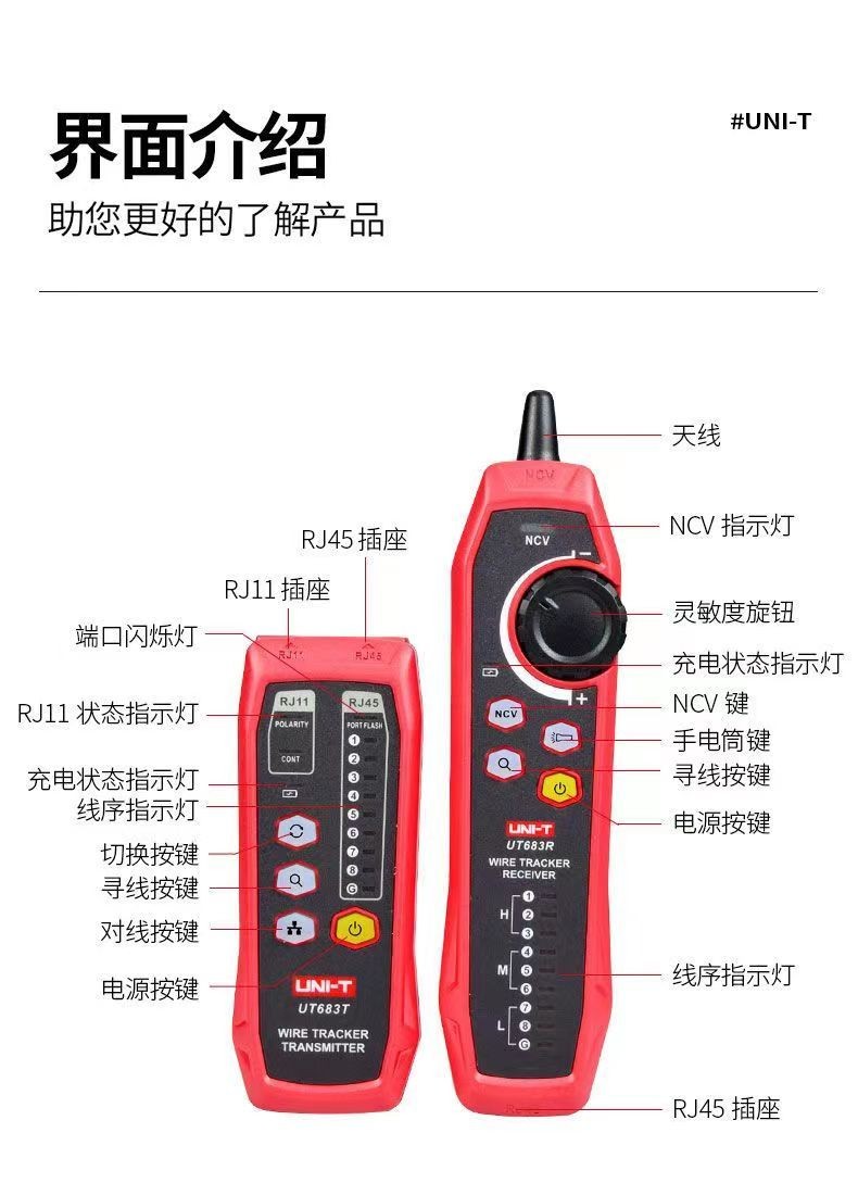 可開發票UT683KIT網絡尋綫儀查綫器多功能抗幹擾測綫儀巡綫儀測試儀尋線器尋線儀 多功能網絡網線 數位式尋線器 測試儀 | 蝦皮購物