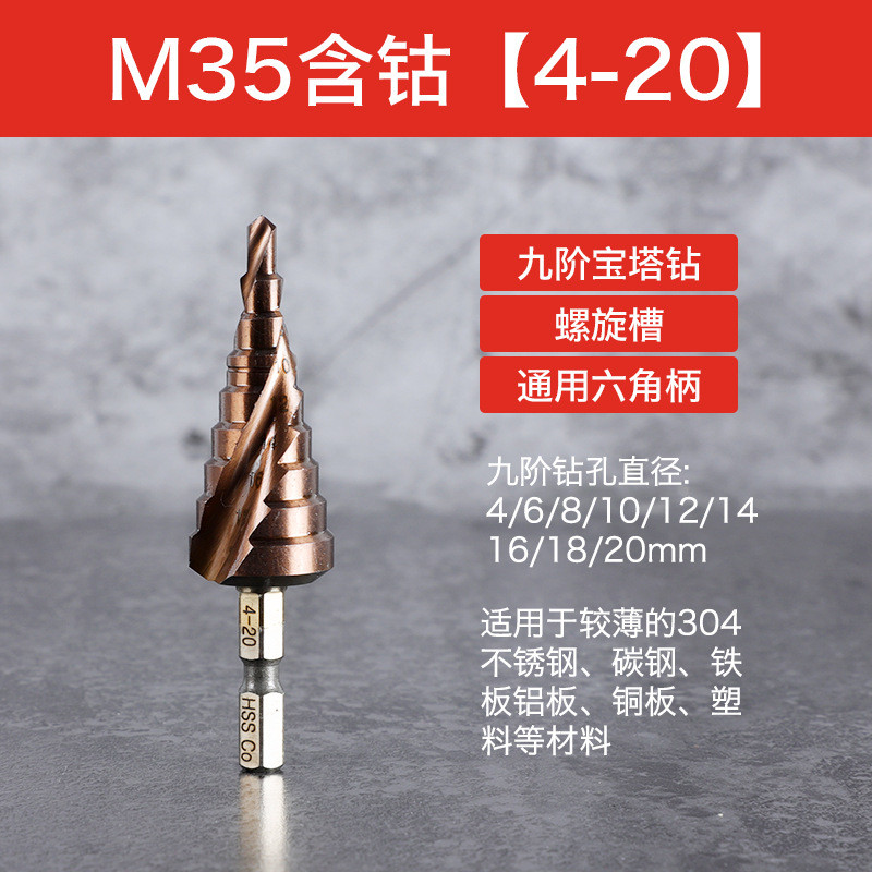 M35 5% 鈷寶塔圓錐鑽頭 階梯鑽4-32 開孔擴孔 …