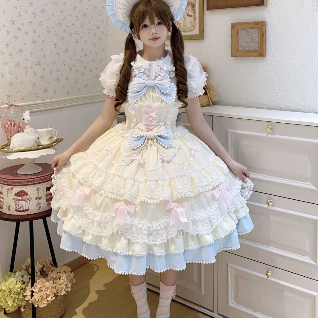【翻糖蛋糕】~ 白糖少女原創設計 Lolita 洋裝 可愛jsk 吊帶連衣裙 夏天 | 蝦皮購物