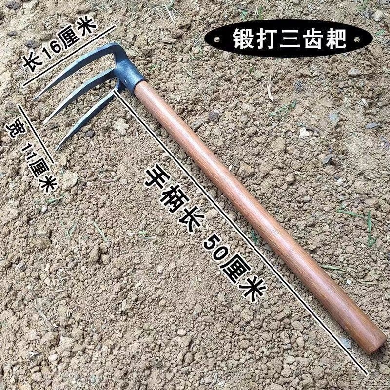 【五金農用】農用翻土工具木柄小鋤頭戶外兩用種菜挖筍種花洋鎬園藝三齒耙趕海 | 蝦皮購物