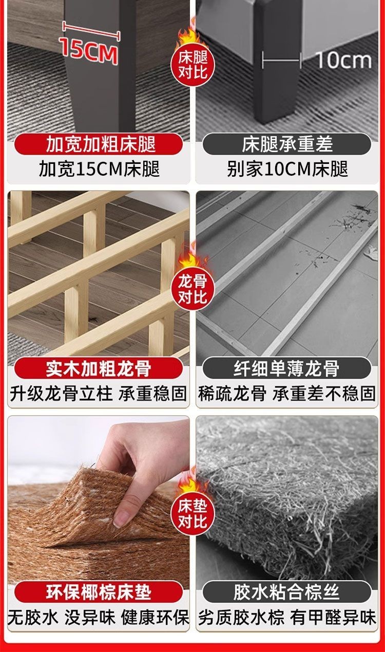 【漫生活】床實木床1.8m雙人床臥室出租房用小戶型軟包床1.2m儲物床單人床架 | 蝦皮購物
