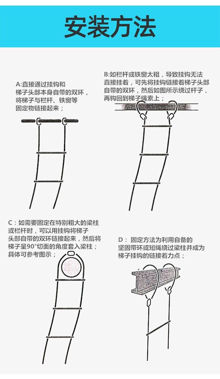 消防軟梯繩梯 逃生梯 救援梯 高空作業攀爬梯 家用樹脂 逃生梯 戶外攀岩 | 蝦皮購物
