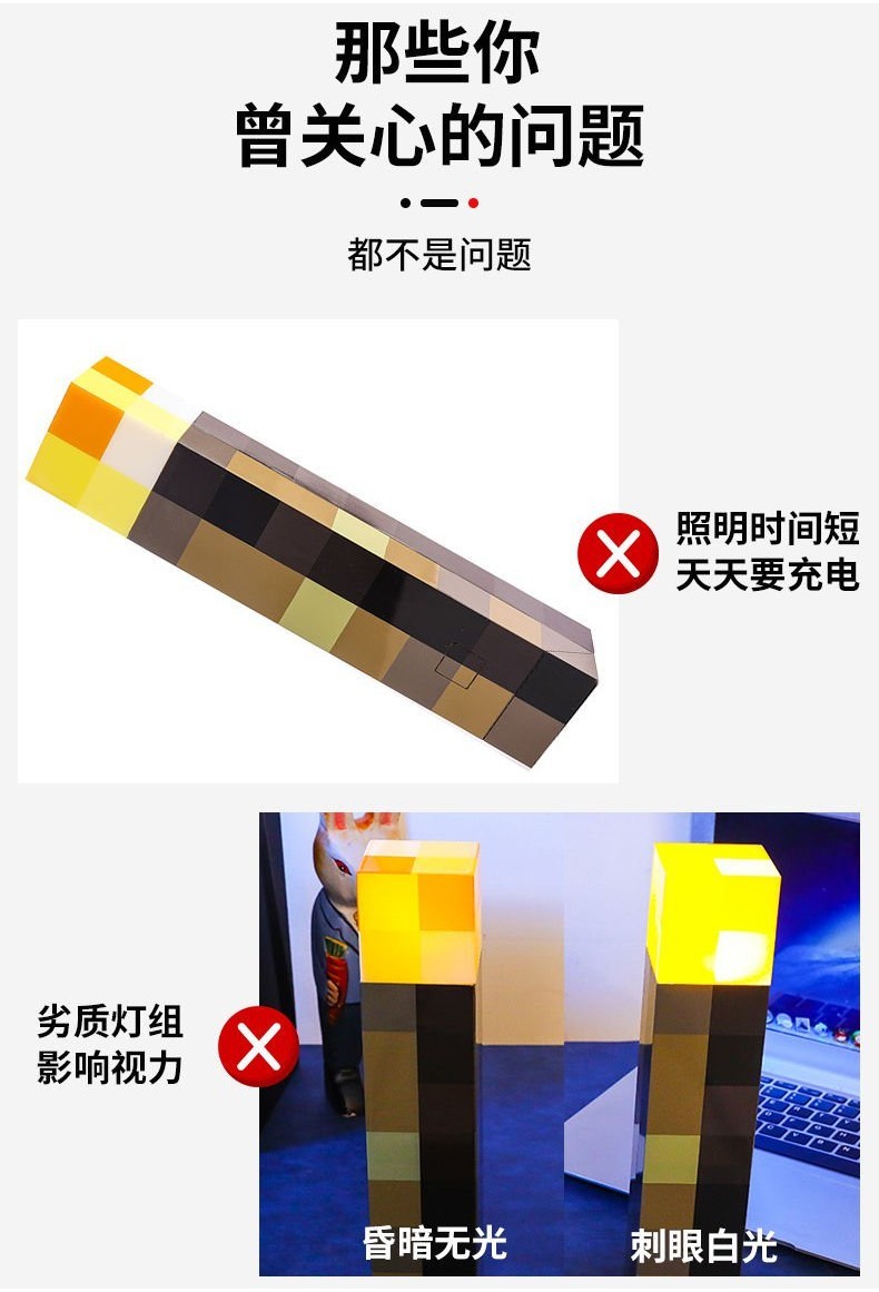 minecraft 火把 火炬燈 火把 我的世界 我的世界火把燈遊戲周邊Minecraft火炬夜燈像素兒童玩具燈氛圍燈 | 蝦皮購物