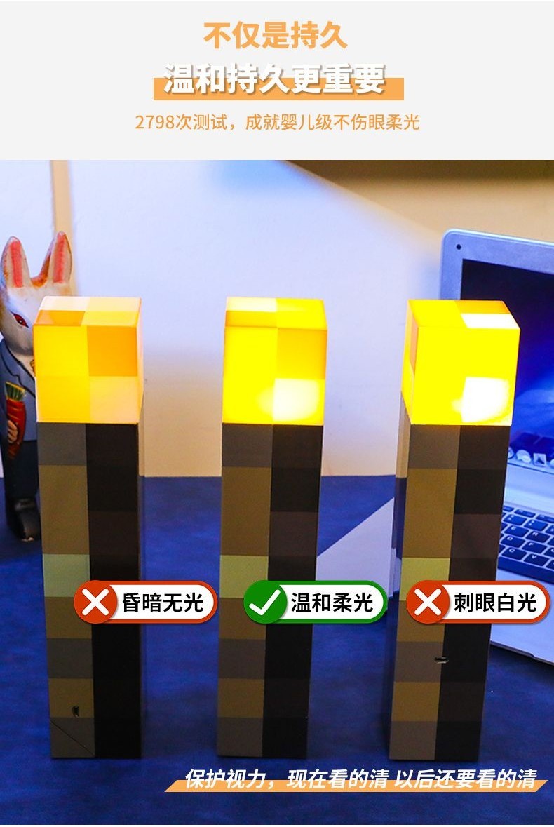 minecraft 火把 火炬燈 火把 我的世界 我的世界火把燈遊戲周邊Minecraft火炬夜燈像素兒童玩具燈氛圍燈 | 蝦皮購物