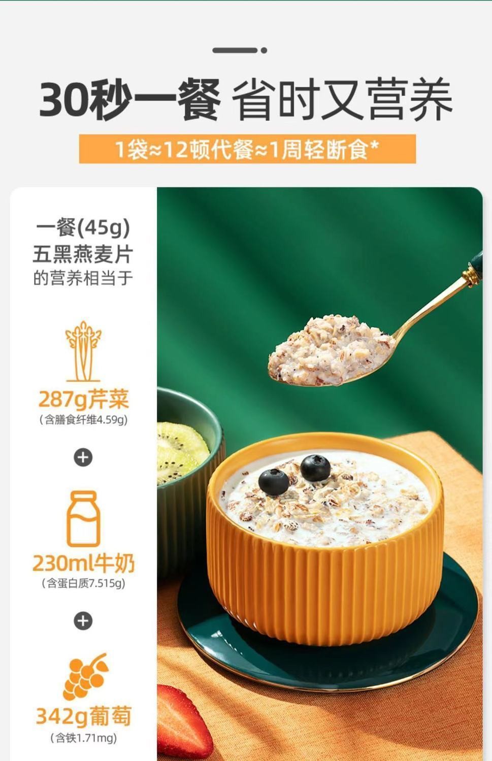 🛫低價特惠🛬五黑穀物燕麥片粗糧芝麻黑麥混閤懶人速食營養早餐代餐飽腹獨立包 蝦皮購物 