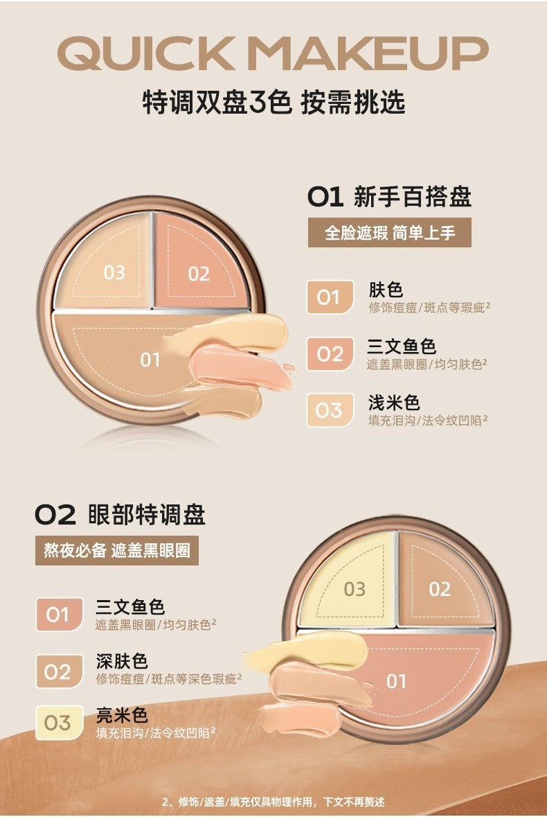 『台現』 遮瑕 三色遮瑕 新品Mistine蜜絲婷三色遮瑕膏遮瑕盤遮蓋痘痘斑點黑眼圈臉部瑕疵修容 | 蝦皮購物