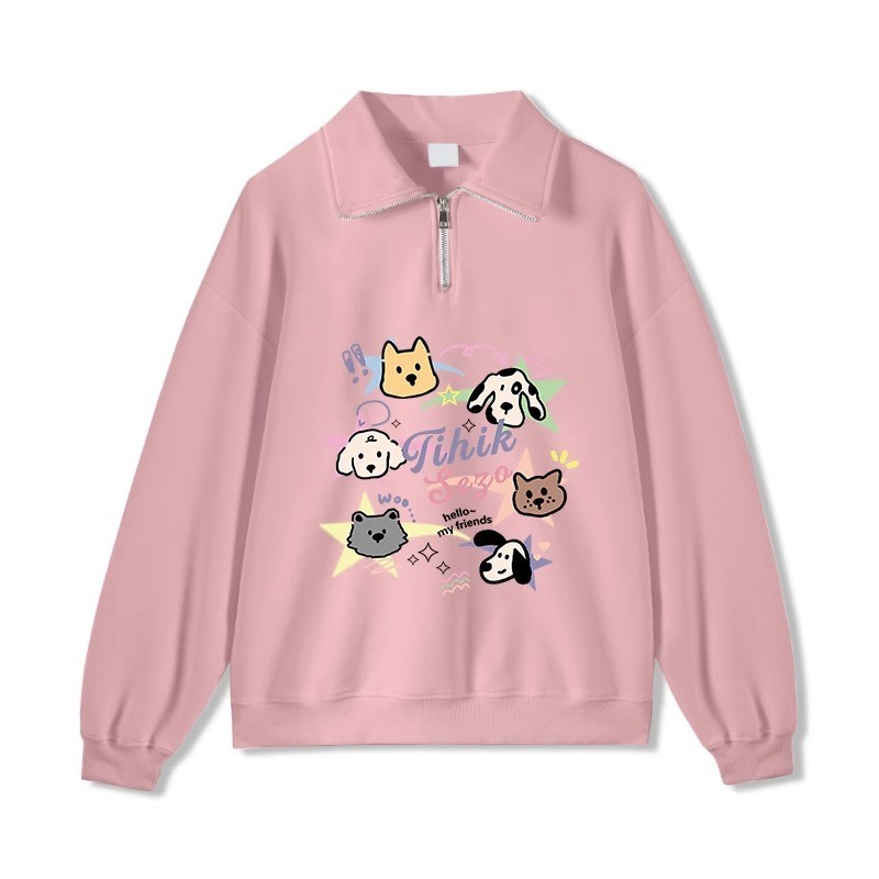 [UNISEX] 毛毛綑邊HOLLOW RIVET雙拉鏈衛衣外套/ 2色