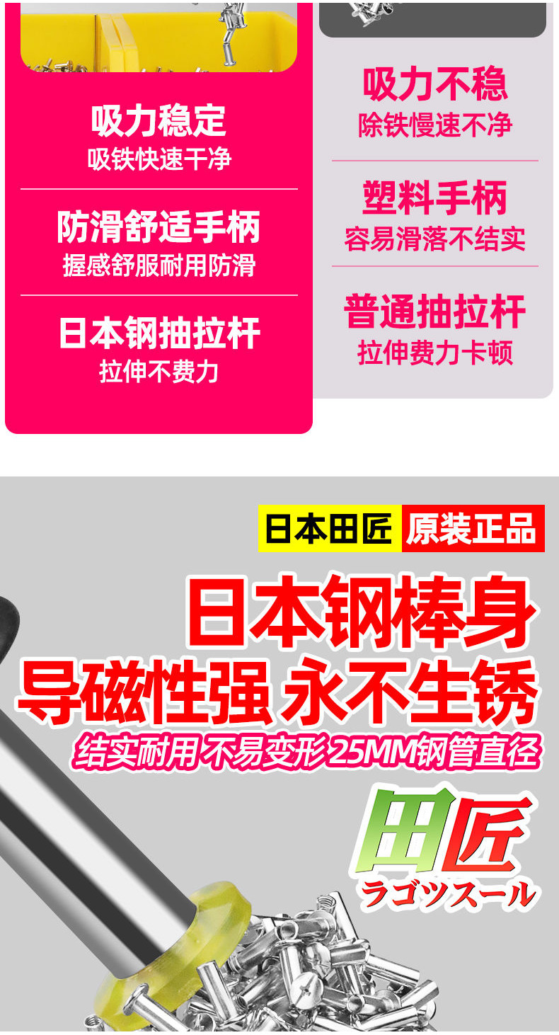 可開發票日本進口抽拉式強磁吸鐵棒磁力棒除鐵器強力吸磁鐵鐵屑全套神器強磁拾鐵器 吸鐵器 強力吸釘 吸銷釘 銷片 鋁膜工具 蝦皮購物 