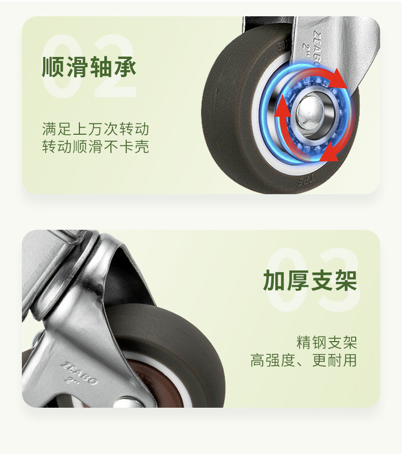 【桃園有貨/限時下殺】萬嚮輪腳輪帶剎車2寸U型夾闆轉嚮橡膠靜音輪嬰兒床小輪子配件滑輪 QLLB | 蝦皮購物