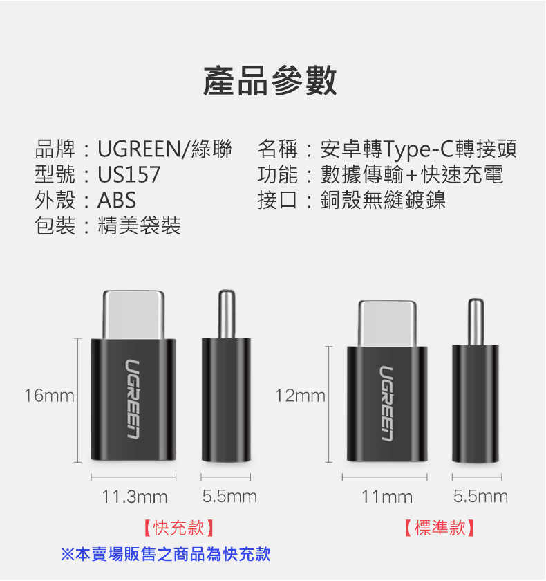 綠聯 Micro USB轉USB-C轉接頭 2A快充 充電傳輸二合一 ABS外殼 白黑色 現貨 隔日到貨 | 蝦皮購物