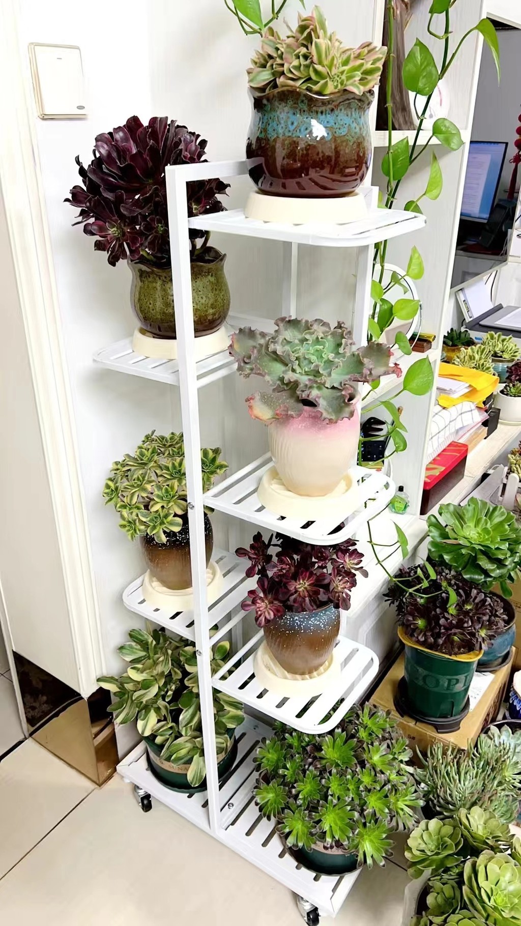 綠意]現貨鐵藝花架花架園藝花架7盆松石绿盆栽架花盆架植物架室外花架