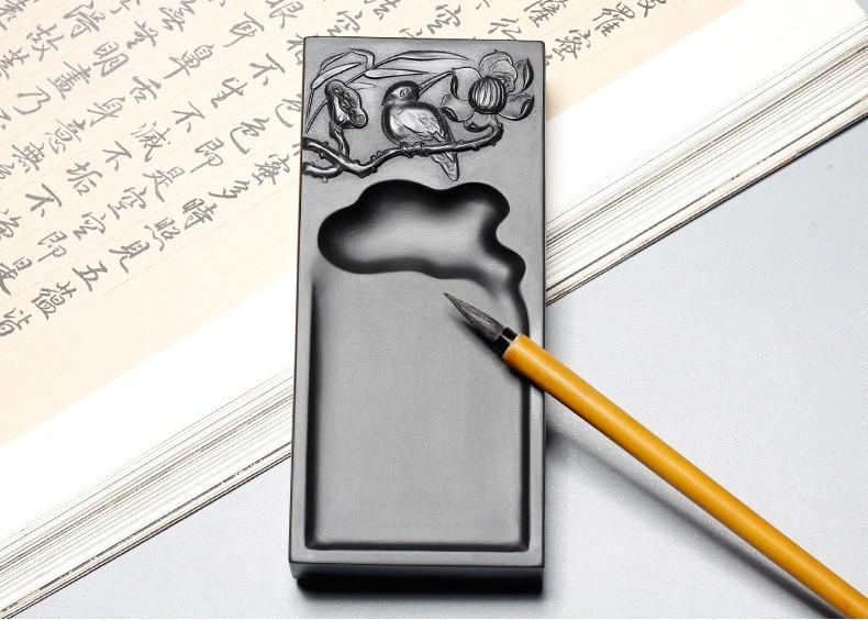 茶道 多功能 硯臺 毛筆 筆擱 研墨 磨墨 端硯 初學者 小楷 紙鎮 黑龍尾 原石 方形 書法專用 | 蝦皮購物
