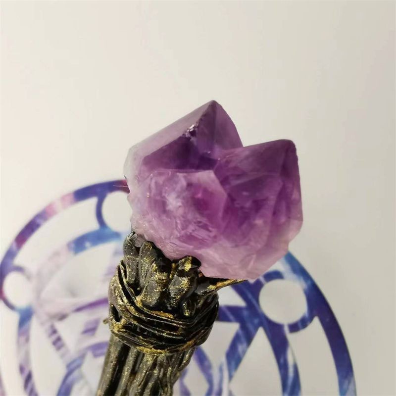 水晶石 定製水晶石魔杖僊女魔法棒手杖權杖水晶原石手工diy原創COS道具 | 蝦皮購物