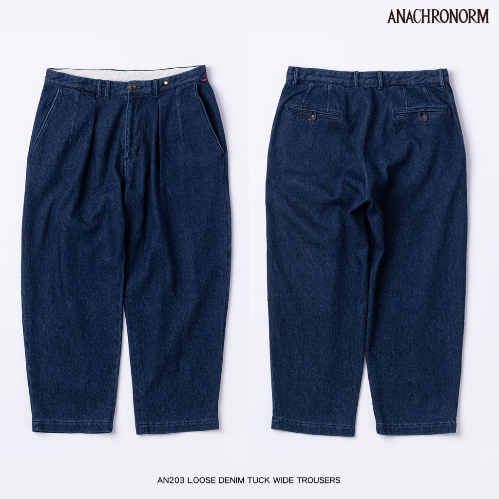 LESSTAIWAN ▽ ANACHRONORM AN203 LOOSE DENIM TUCK WIDE 長褲| 蝦皮購物