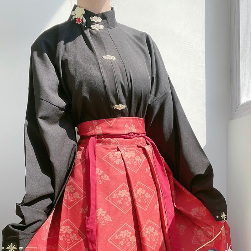鈴兰烟 对襟衫半裙 刺繍入り 新中式 改良 日常 中華漢服 H11＃