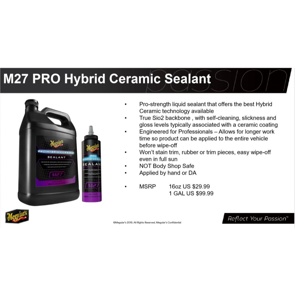 Auto Liquid Sealant Meguiar's Pro Hybrid Ceramic Sealant, 3.78L - M2701 -  Pro Detailing