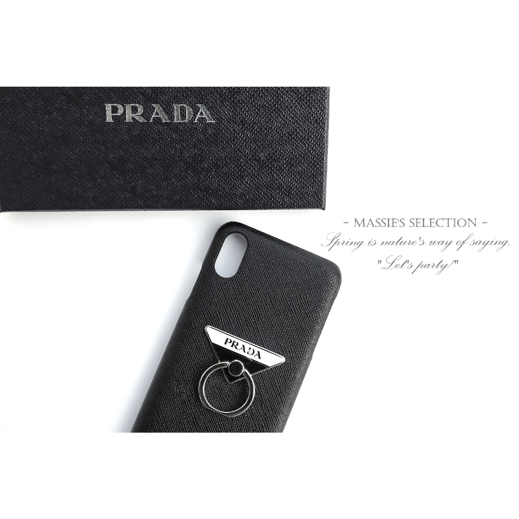 Prada 三角牌IPHONE 手機殼XS MAX 指環支架黑色手機指環指環黑