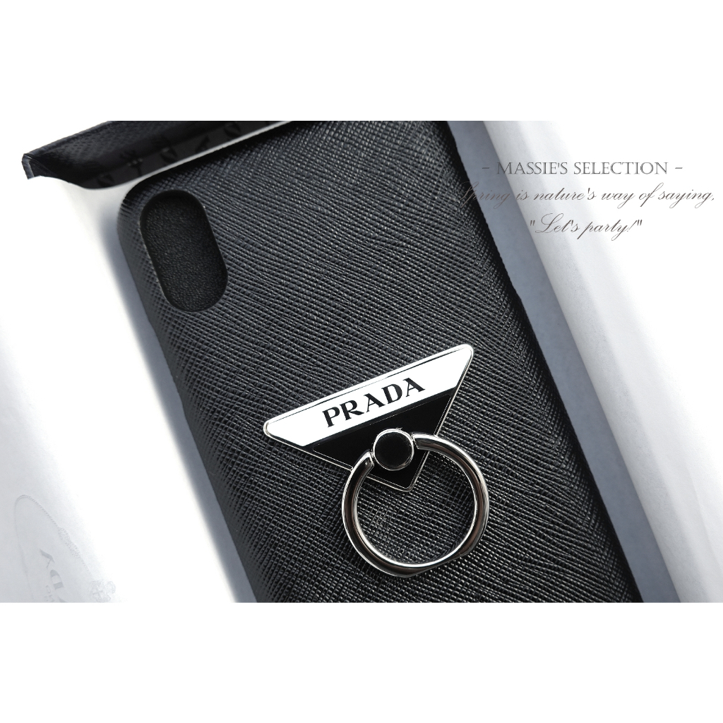Prada 三角牌IPHONE 手機殼XS MAX 指環支架黑色手機指環指環黑