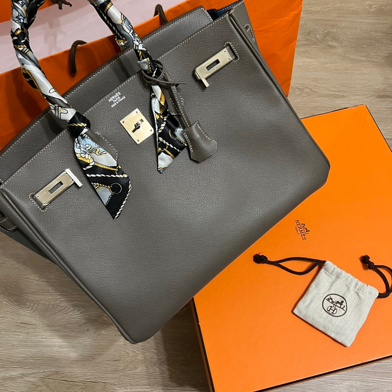 瑞奇二手精品Hermes Birkin 鉑金包35 美品瓷器灰雙色| 蝦皮購物