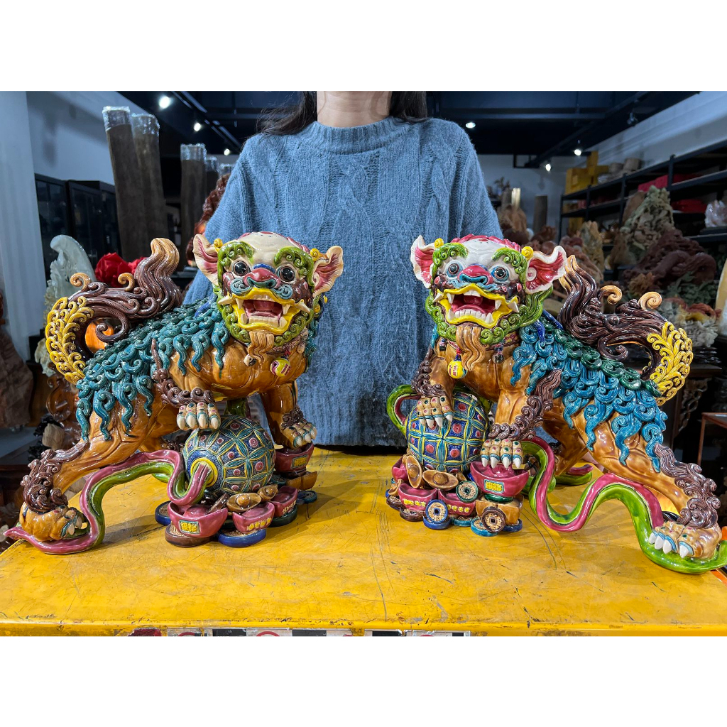 台湾 交趾焼 双獅(林 智信 作)（¥249,000） - 美術、工芸品