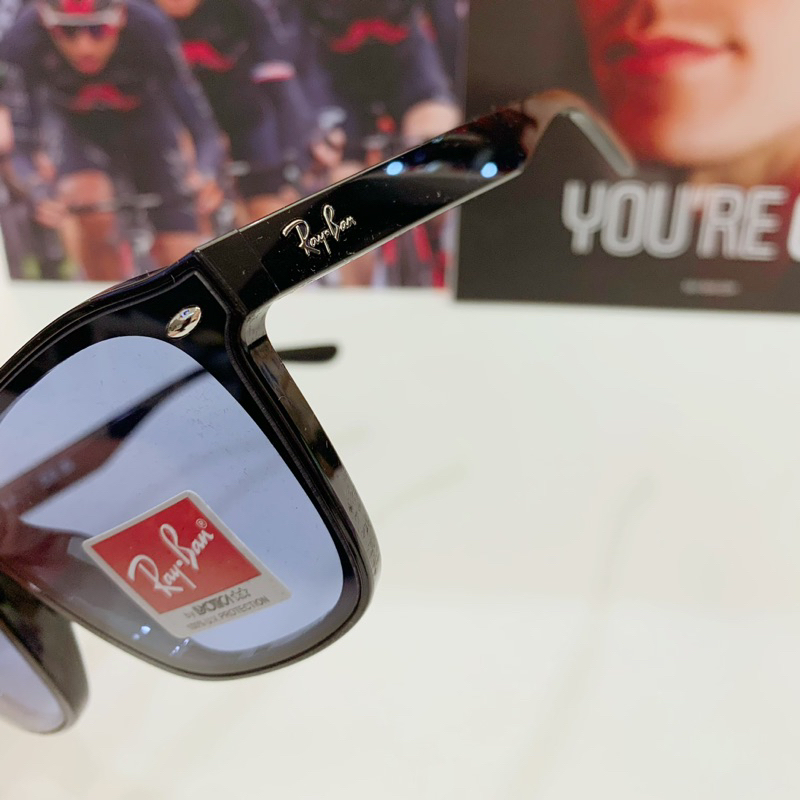 RayBan 雷朋黑色經典個性方框太陽眼鏡RB4392D 601 80淺灰藍鏡片