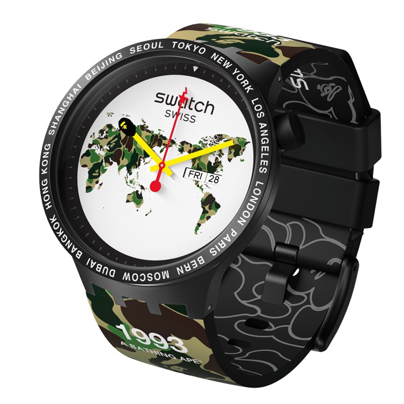 BAPE BATHING APE® x SWATCH 聯名手錶經典綠迷彩| 蝦皮購物